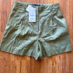 Zara green linen co-ord shorts